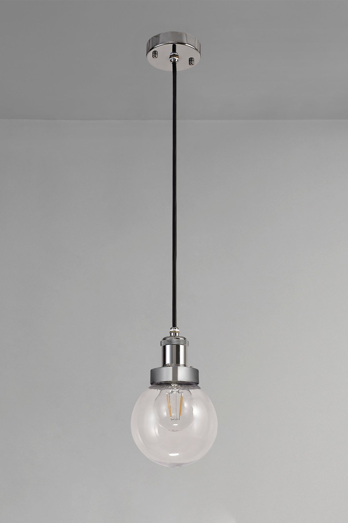 JOE3587 Joela Pendant 1 Light IP65 in a Titanium Silver/Chrome/Clear Finish