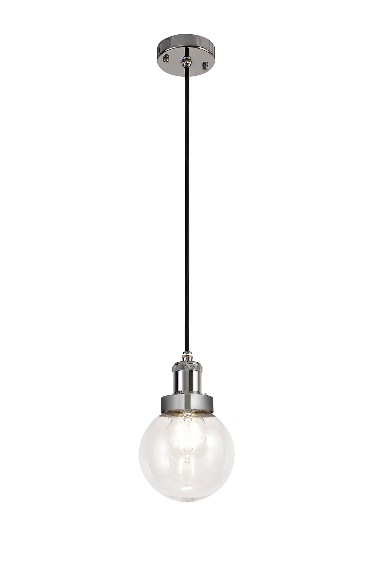 JOE3587 Joela Pendant 1 Light IP65 in a Titanium Silver/Chrome/Clear Finish