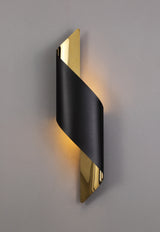 KAL6728 Kalau Large Wall Lamp 8W LED in a Sand Black/Gold/Frosted Finish