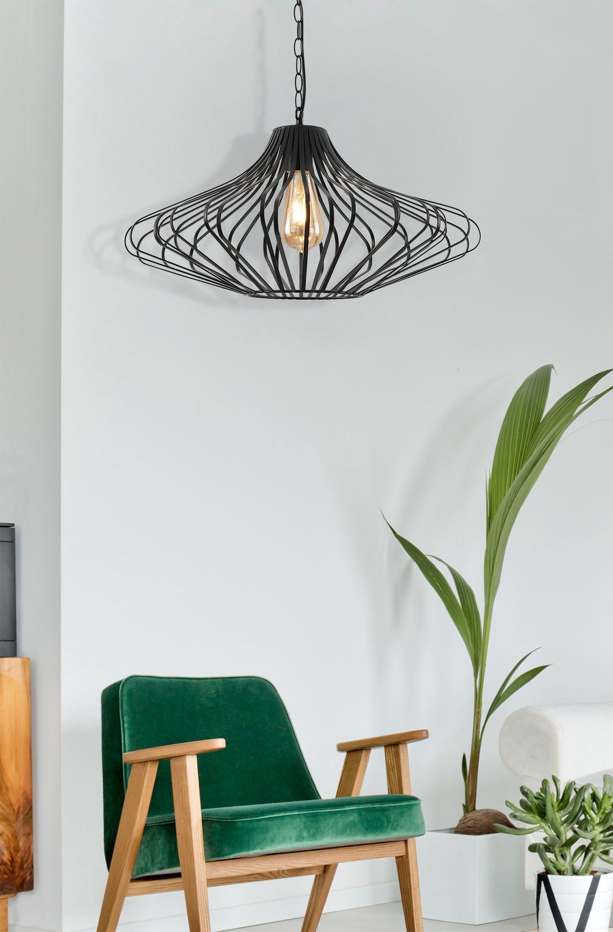 KAN9107 Kang Pendant 1 Light in a Matt Black Finish