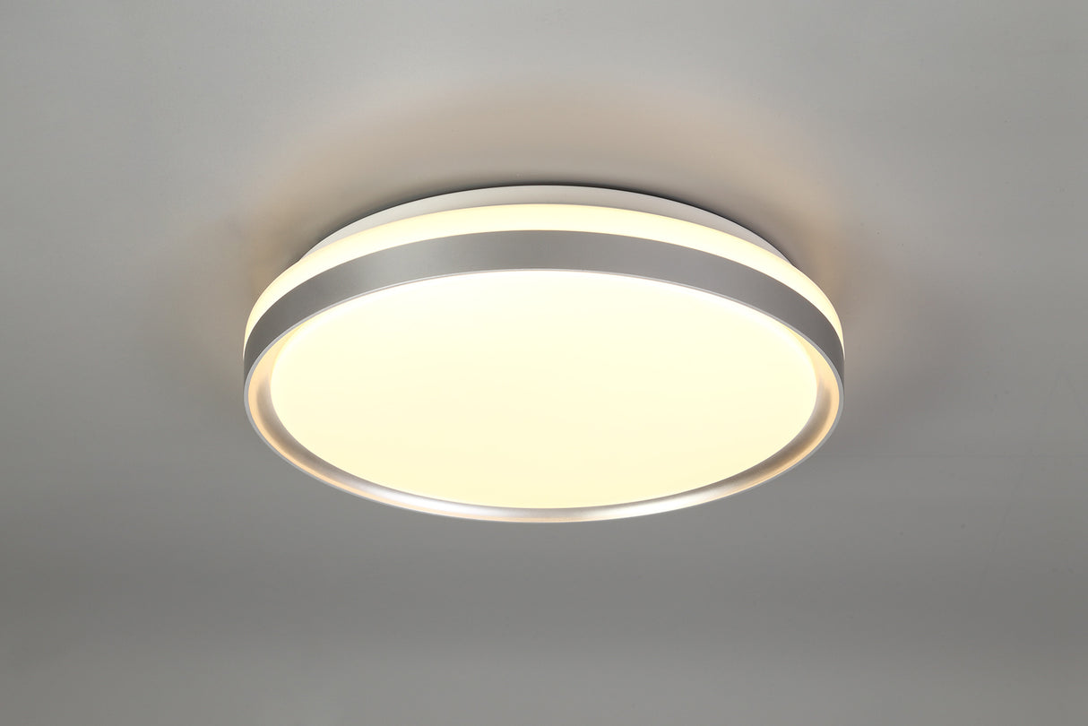 KIT1677 Kitalpha 39cm Ceiling 24W LED IP44 in a Silver/White Finish, Suitable for Bathrooms