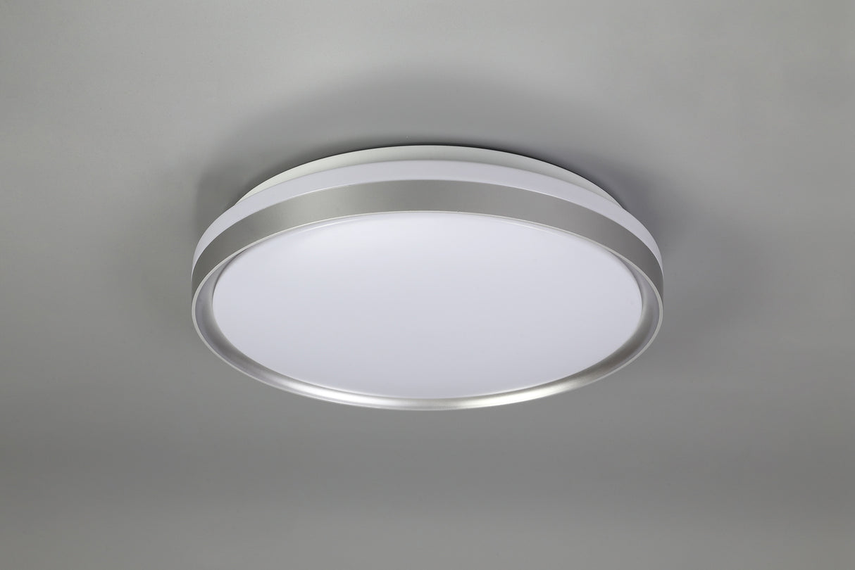 KIT1677 Kitalpha 39cm Ceiling 24W LED IP44 in a Silver/White Finish, Suitable for Bathrooms