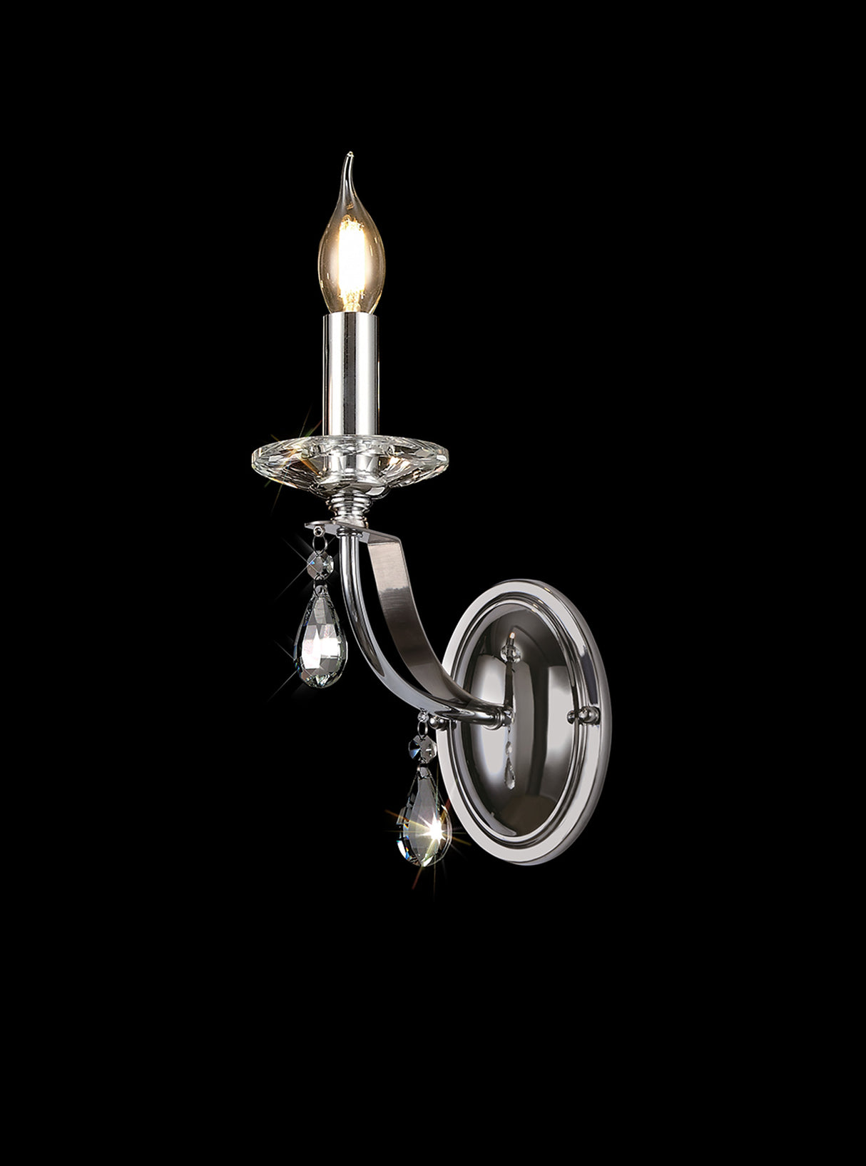 KOE3247 Koeia Wall Lamp 1 Light in a Chrome/Satin Nickel Finish and Clear Crystal