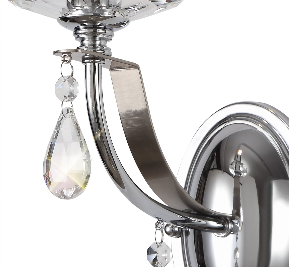 KOE3247 Koeia Wall Lamp 1 Light in a Chrome/Satin Nickel Finish and Clear Crystal