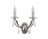 KOE4247 Koeia Wall Lamp 2 Light in a Chrome/Satin Nickel Finish and Clear Crystal