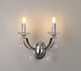 KOE4247 Koeia Wall Lamp 2 Light in a Chrome/Satin Nickel Finish and Clear Crystal