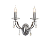 KOE4247 Koeia Wall Lamp 2 Light in a Chrome/Satin Nickel Finish and Clear Crystal