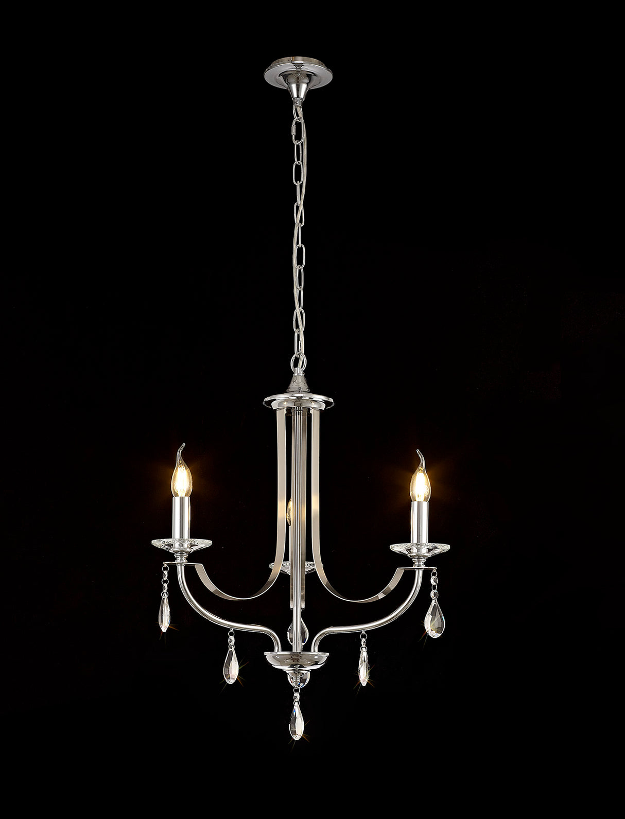 KOE5247 Koeia 3 Light Pendant in a Chrome/Satin Nickel Finish and Clear Crystal