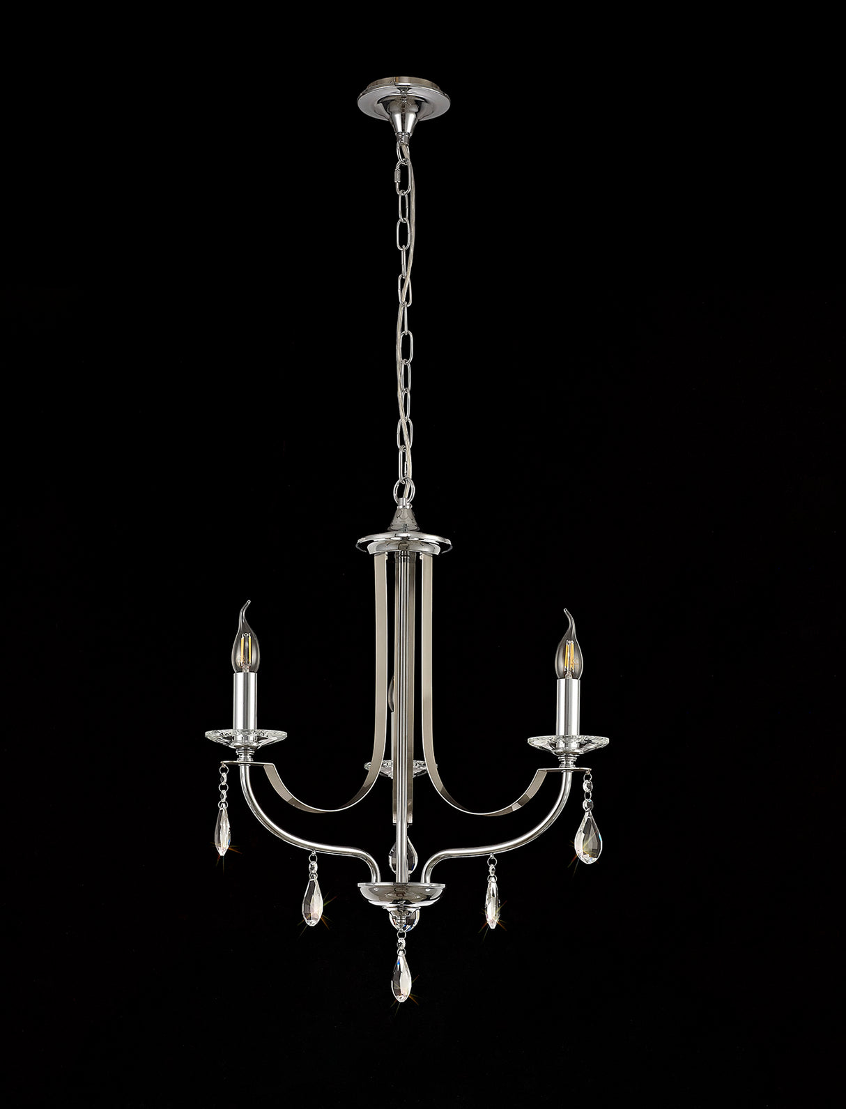 KOE5247 Koeia 3 Light Pendant in a Chrome/Satin Nickel Finish and Clear Crystal