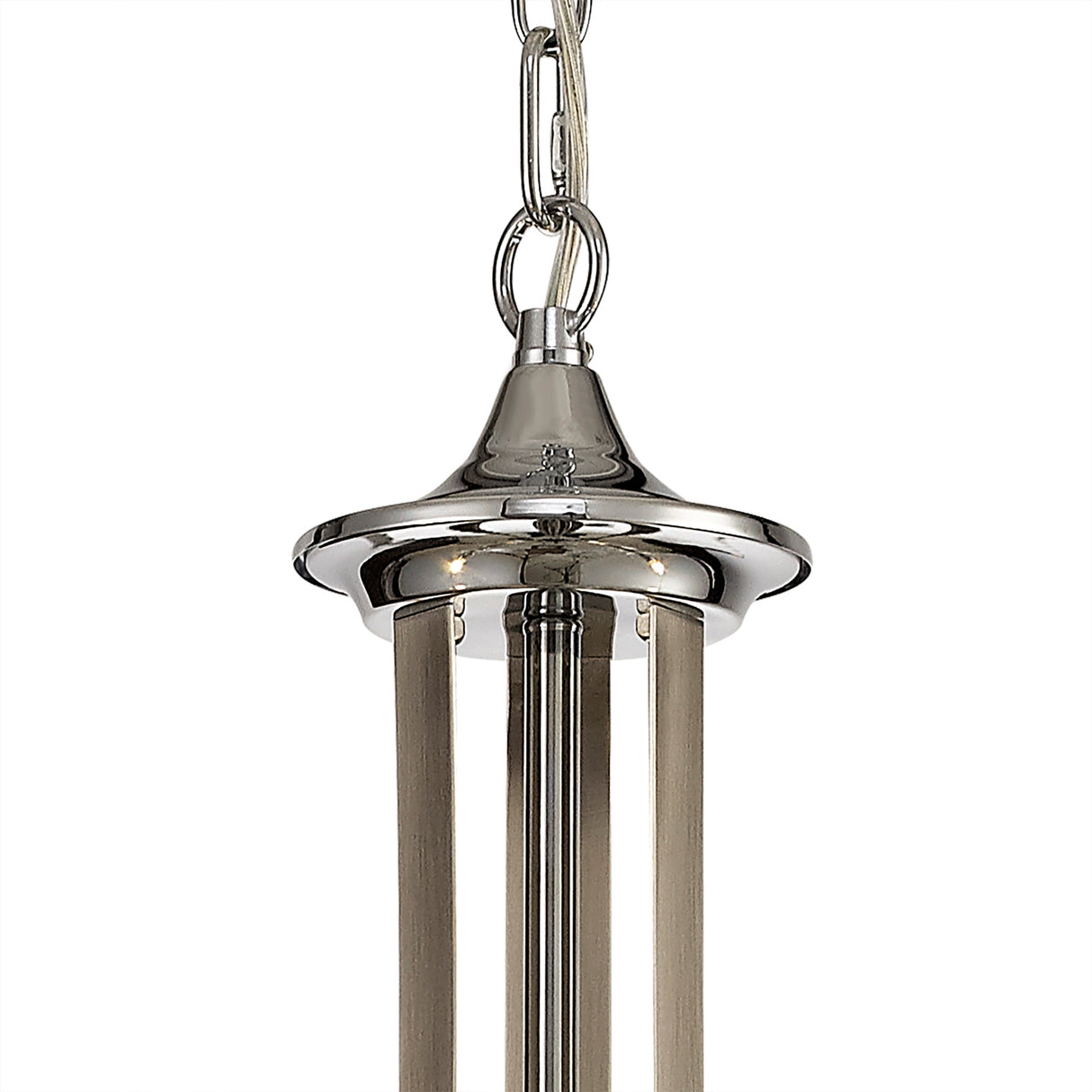 KOE5247 Koeia 3 Light Pendant in a Chrome/Satin Nickel Finish and Clear Crystal