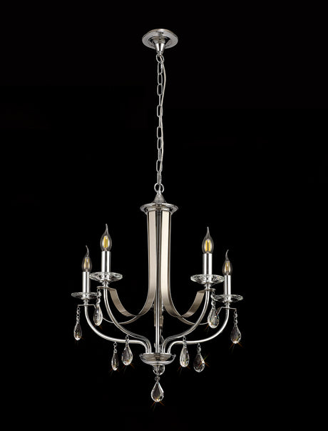 KOE6247 Koeia 5 Light Pendant in a Chrome/Satin Nickel Finish and Clear Crystal