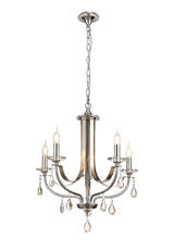 KOE6247 Koeia 5 Light Pendant in a Chrome/Satin Nickel Finish and Clear Crystal