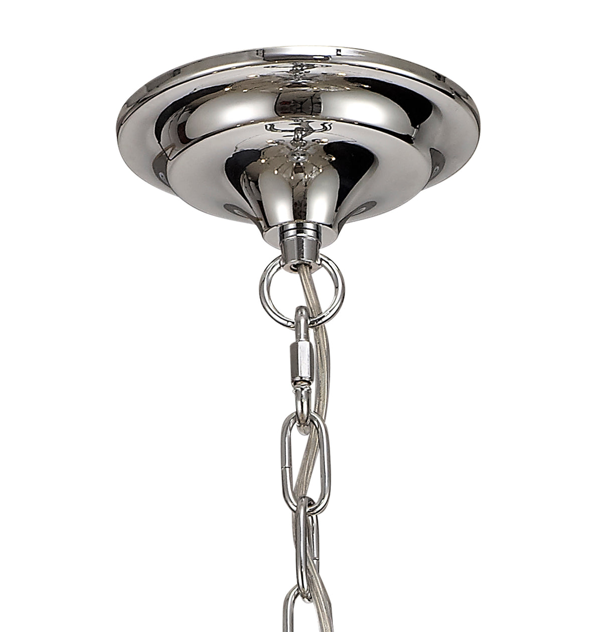 KOE7247 Koeia 8 Light Pendant in a Chrome/Satin Nickel Finish and Clear Crystal