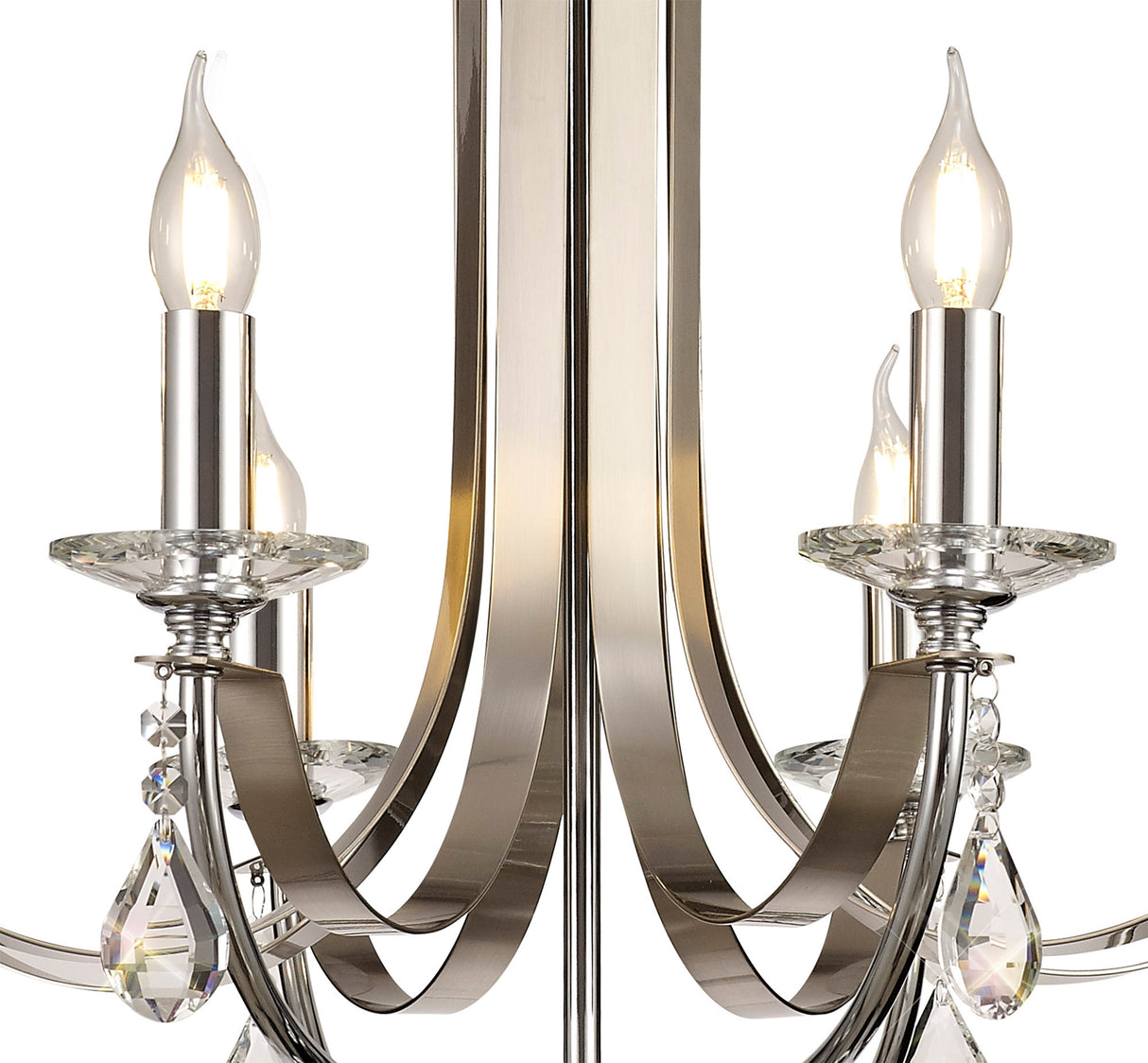 KOE7247 Koeia 8 Light Pendant in a Chrome/Satin Nickel Finish and Clear Crystal