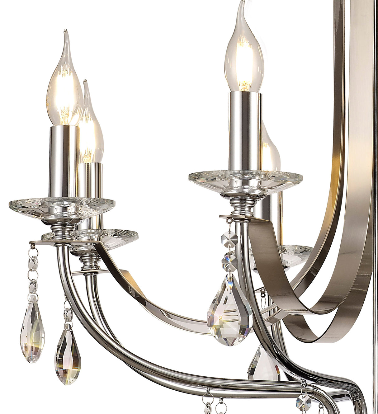 KOE7247 Koeia 8 Light Pendant in a Chrome/Satin Nickel Finish and Clear Crystal