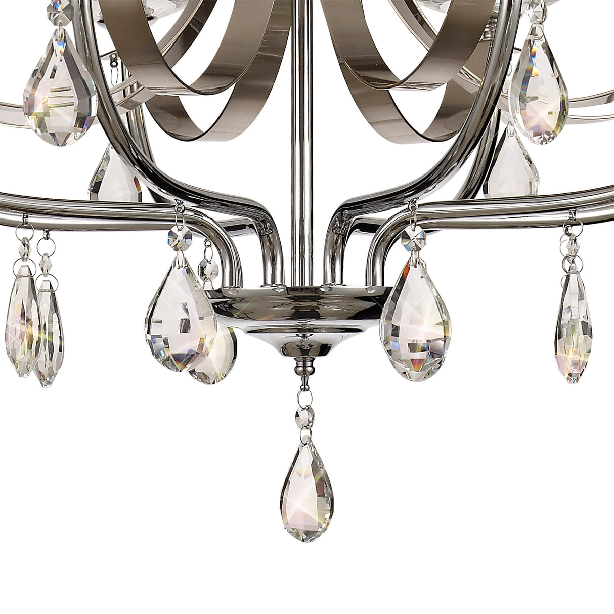 KOE7247 Koeia 8 Light Pendant in a Chrome/Satin Nickel Finish and Clear Crystal