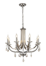 KOE7247 Koeia 8 Light Pendant in a Chrome/Satin Nickel Finish and Clear Crystal