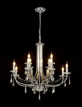 KOE8247 Koeia 12 Light (8+4) Pendant in a Chrome/Satin Nickel Finish and Clear Crystal