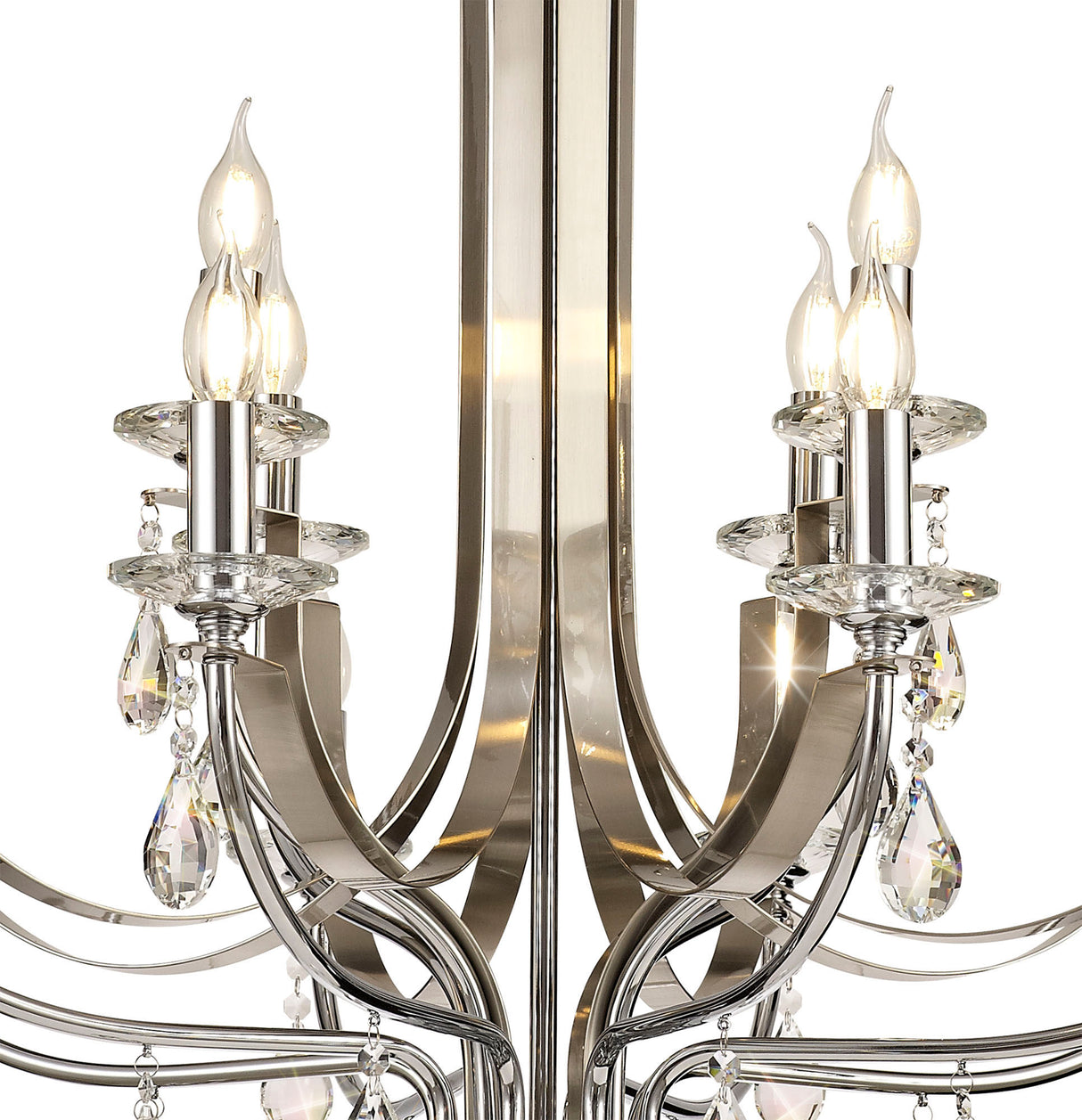 KOE8247 Koeia 12 Light (8+4) Pendant in a Chrome/Satin Nickel Finish and Clear Crystal