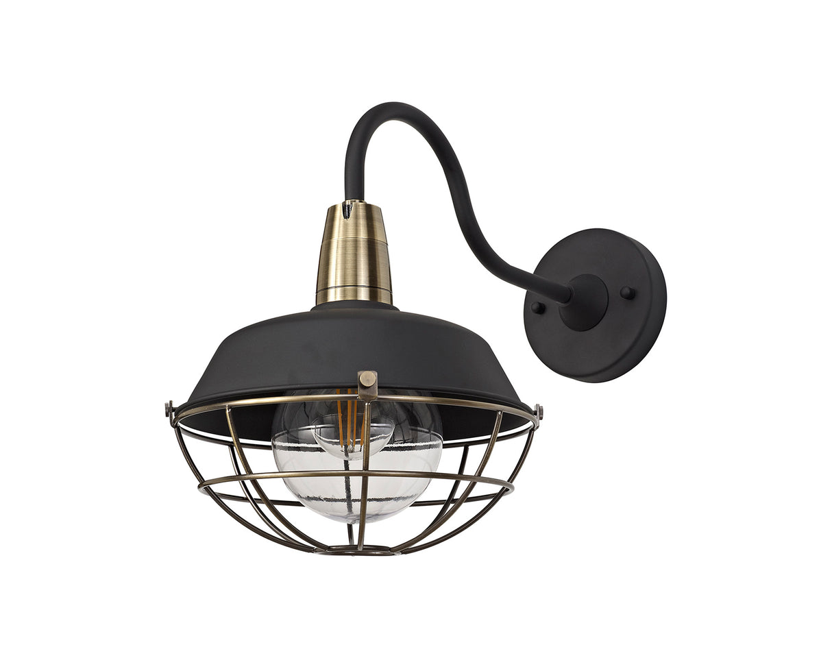 KRA6487 Kraz Wall Lamp 1 Light IP65 Outdoor in a Matt Black/Antique Brass/Clear Finish