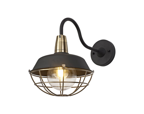 KRA6487 Kraz Wall Lamp 1 Light IP65 Outdoor in a Matt Black/Antique Brass/Clear Finish