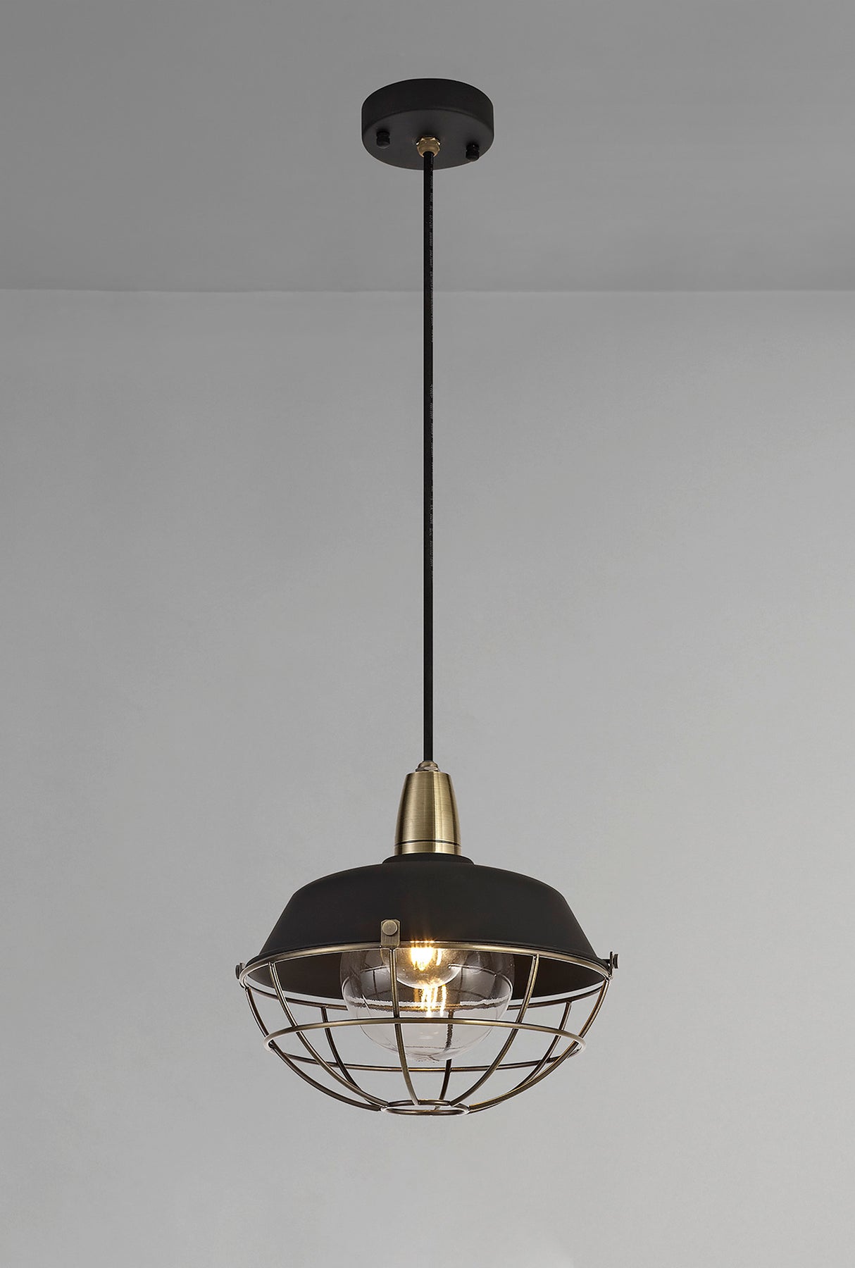 KRA7487 Kraz Pendant 1 Light IP65 Outdoor in a Matt Black/Antique Brass/Clear Finish