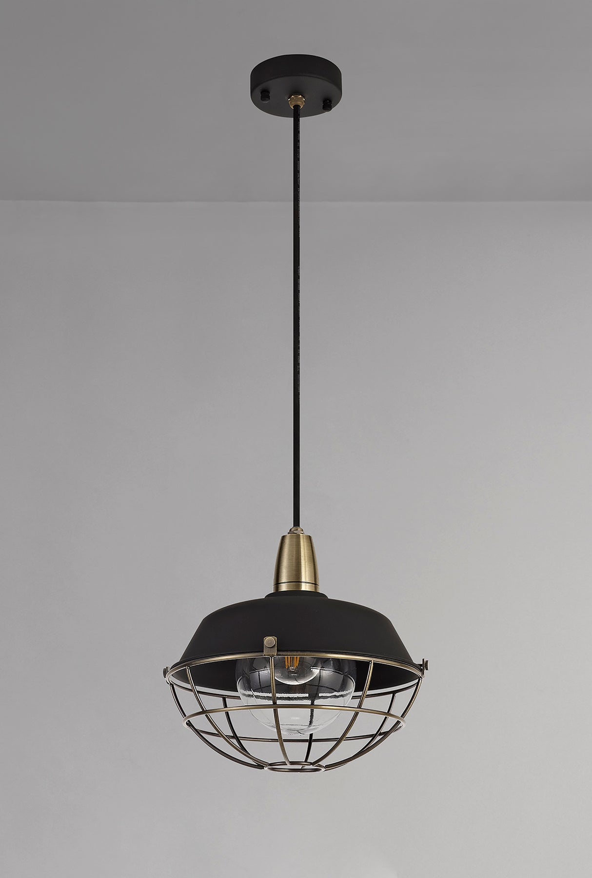 KRA7487 Kraz Pendant 1 Light IP65 Outdoor in a Matt Black/Antique Brass/Clear Finish