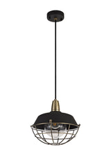 KRA7487 Kraz Pendant 1 Light IP65 Outdoor in a Matt Black/Antique Brass/Clear Finish