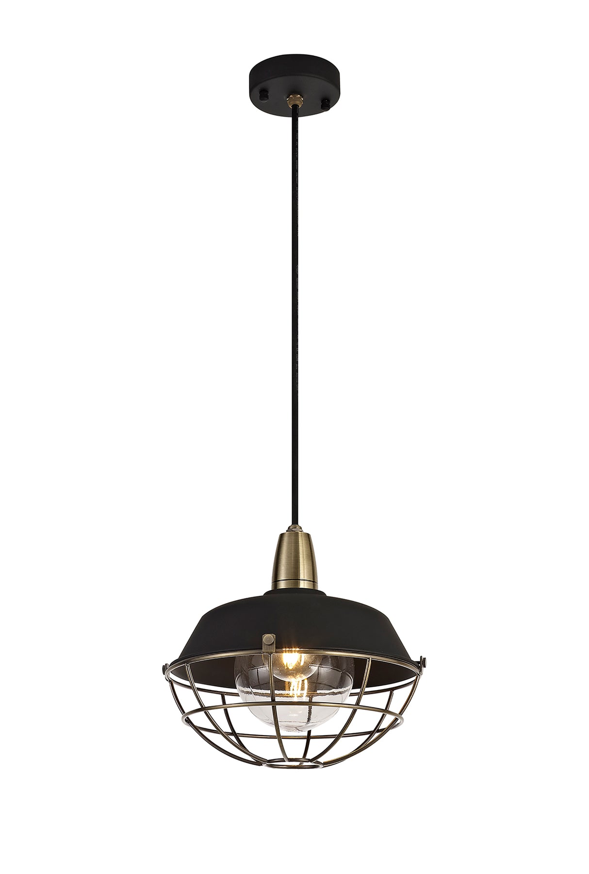 KRA7487 Kraz Pendant 1 Light IP65 Outdoor in a Matt Black/Antique Brass/Clear Finish