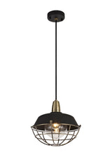 KRA7487 Kraz Pendant 1 Light IP65 Outdoor in a Matt Black/Antique Brass/Clear Finish