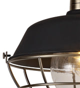 KRA8487 Kraz Semi-Flush Ceiling 1 Light IP65 Outdoor in a Matt Black/Antique Brass/Clear Finish