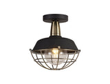 KRA8487 Kraz Semi-Flush Ceiling 1 Light IP65 Outdoor in a Matt Black/Antique Brass/Clear Finish