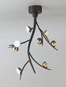 KUM0817 Kuma 8 Light Ceiling Pendant 24W LED in a Black/Antique Brass/Frosted Finish