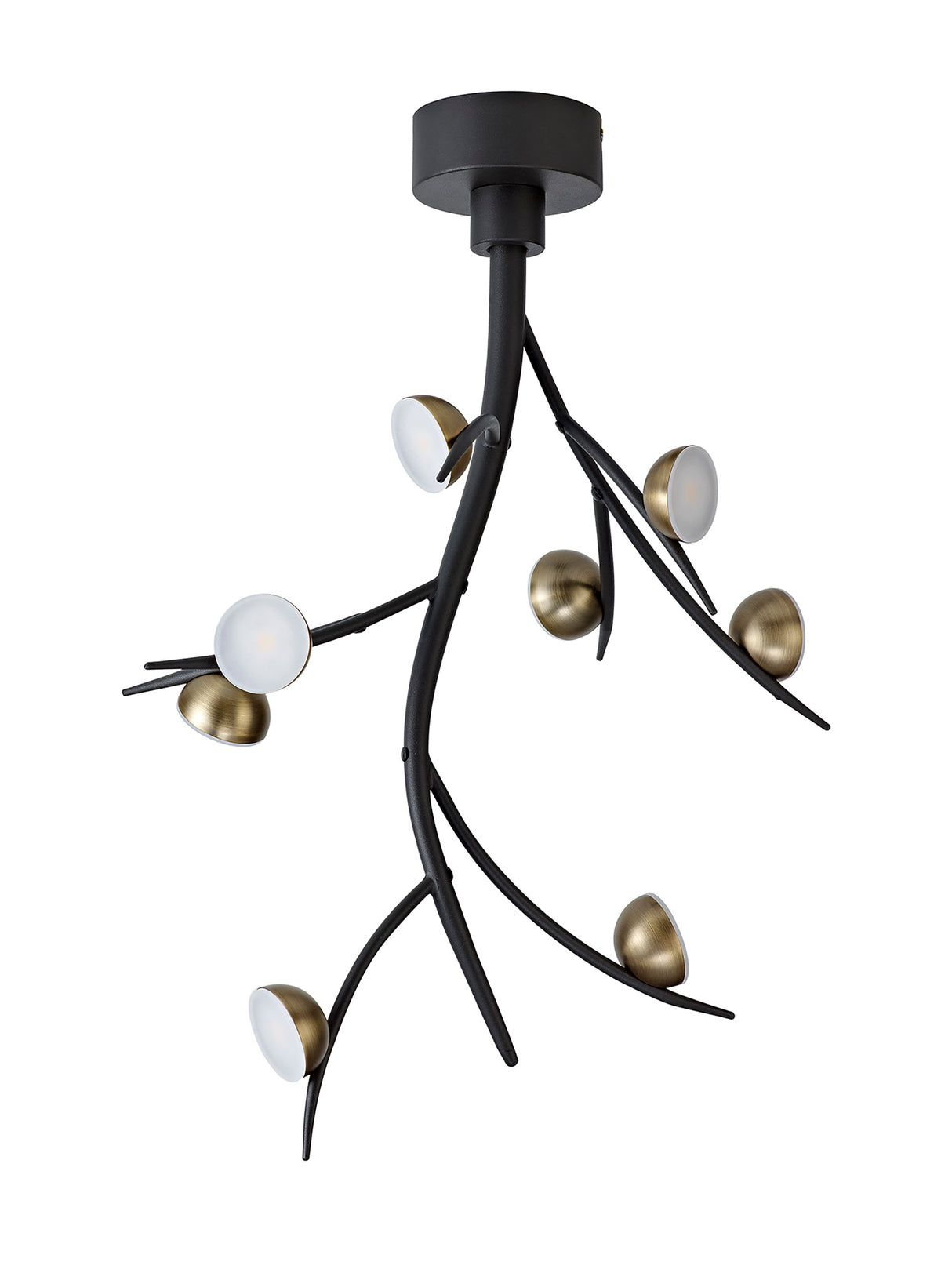 KUM0817 Kuma 8 Light Ceiling Pendant 24W LED in a Black/Antique Brass/Frosted Finish