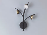 KUM1817 Kuma 3 Light Wall Lamp 9W LED in a Black/Antique Brass/Frosted Finish