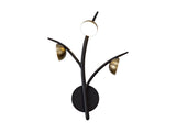 KUM1817 Kuma 3 Light Wall Lamp 9W LED in a Black/Antique Brass/Frosted Finish