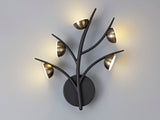 KUM2817 Kuma 5 Light Wall Lamp 15W LED in a Black/Antique Brass/Frosted Finish