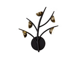 KUM2817 Kuma 5 Light Wall Lamp 15W LED in a Black/Antique Brass/Frosted Finish