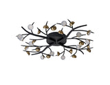 KUM8717 Kuma 28 Light Semi Ceiling 80W LED in a Black/Antique Brass/Frosted Finish