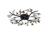 KUM8717 Kuma 28 Light Semi Ceiling 80W LED in a Black/Antique Brass/Frosted Finish