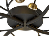 KUM8717 Kuma 28 Light Semi Ceiling 80W LED in a Black/Antique Brass/Frosted Finish