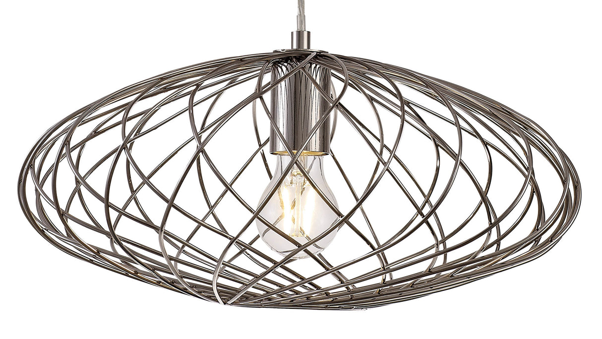 LAR5317 Laranag Elliptical Sphere Pendant 1 Light in a Polished Nickel Finish