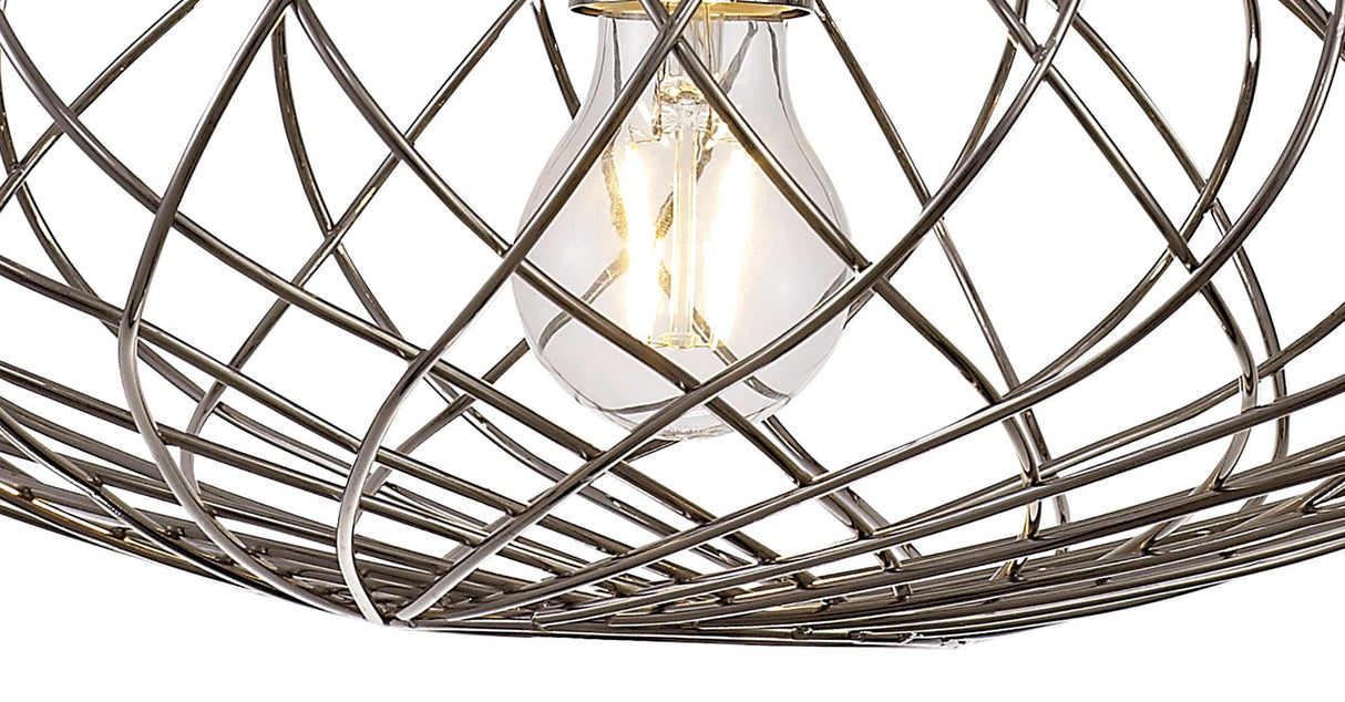 LAR5317 Laranag Elliptical Sphere Pendant 1 Light in a Polished Nickel Finish