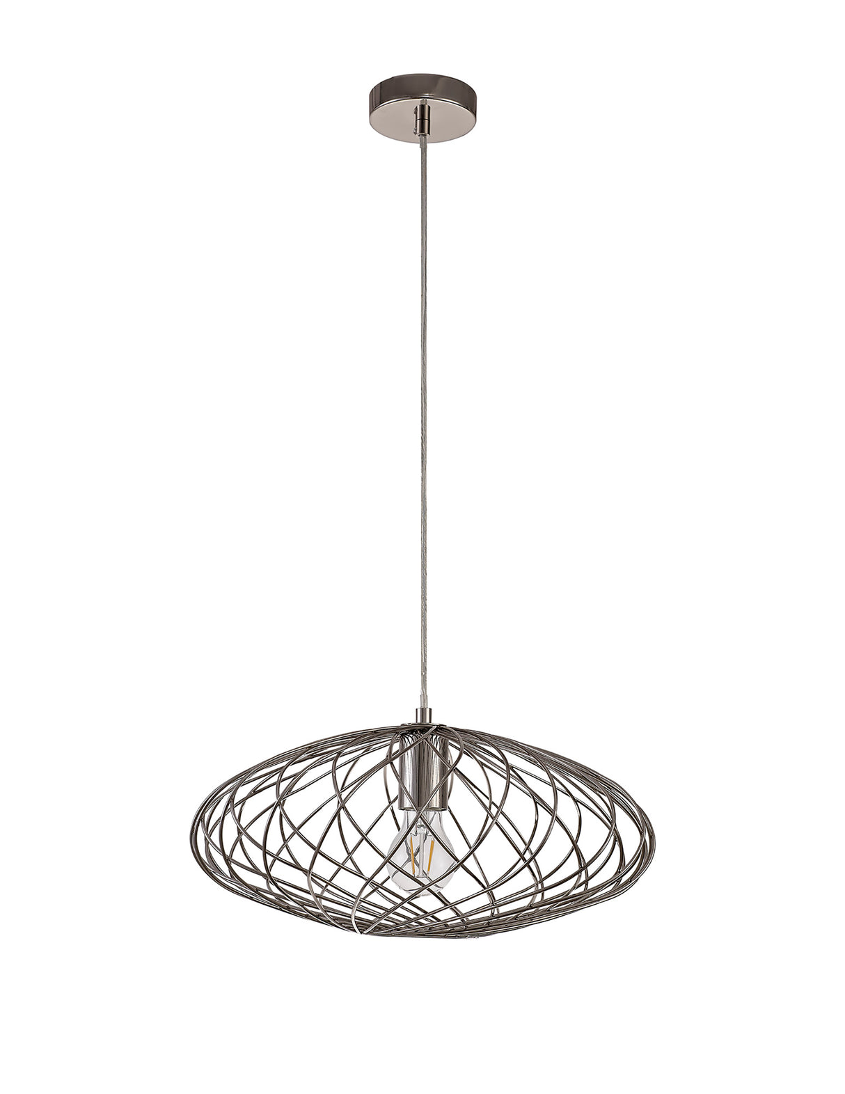 LAR5317 Laranag Elliptical Sphere Pendant 1 Light in a Polished Nickel Finish