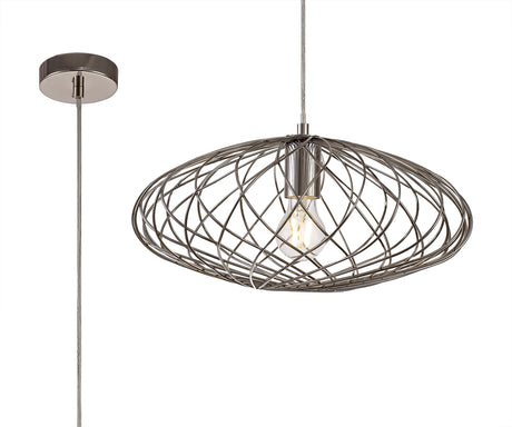 LAR5317 Laranag Elliptical Sphere Pendant 1 Light in a Polished Nickel Finish