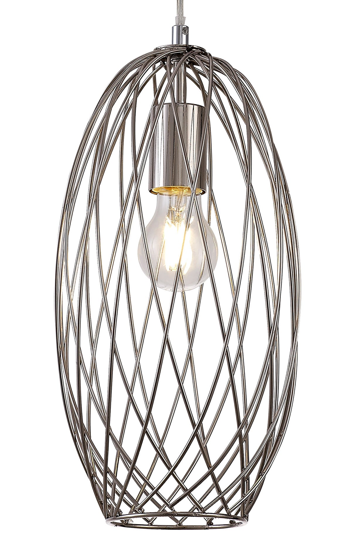 LAR6317 Laranag Curved Cylinder Pendant 1 Light in a Polished Nickel Finish