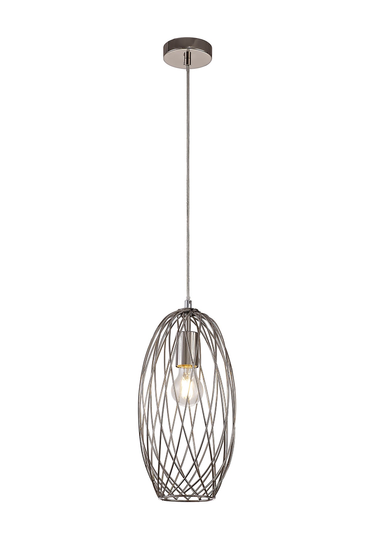 LAR6317 Laranag Curved Cylinder Pendant 1 Light in a Polished Nickel Finish