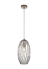 LAR6317 Laranag Curved Cylinder Pendant 1 Light in a Polished Nickel Finish