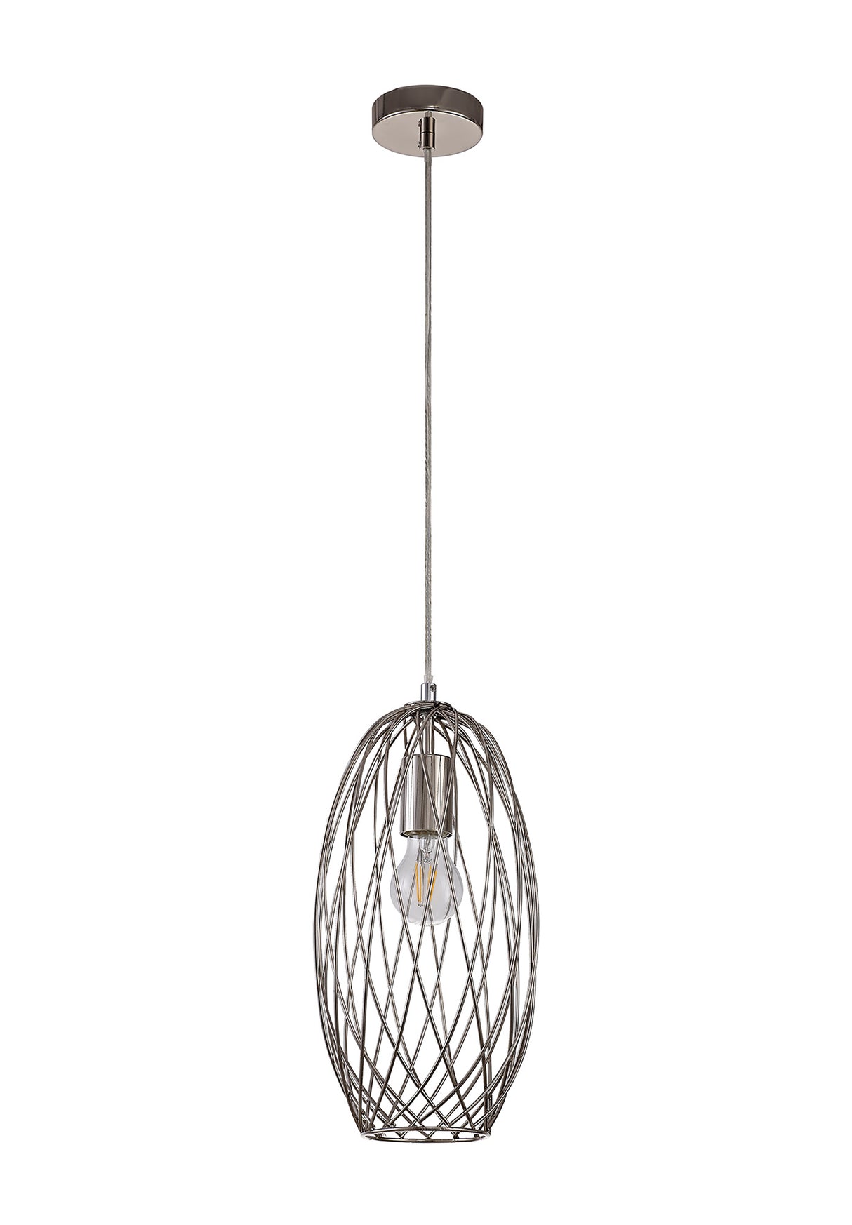 LAR6317 Laranag Curved Cylinder Pendant 1 Light in a Polished Nickel Finish