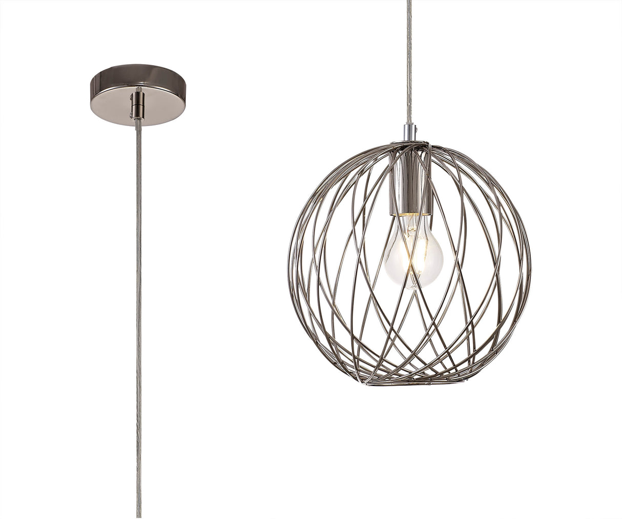 LAR7317 Laranag Sphere Pendant 1 Light in a Polished Nickel Finish